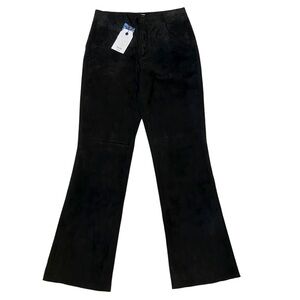 THINK TANK Suede Leather Pants Bootcut Black Fully Lined NWT Womens Size 4